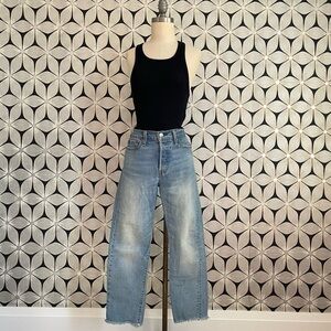 Levis Straight Leg Frayed Bottom Jeans